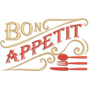 Bon Appetit Filled Machine Embroidery Design Digitized Pattern